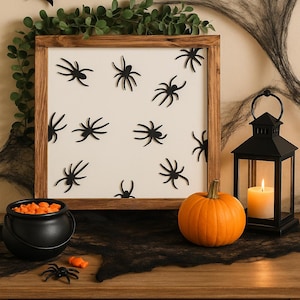 Modern halloween spiders |Halloween spiders sign 3D|Spiders sign framed|Halloween party decor scary sgn 3d|Spider sgn 3d| farmhouse spiders