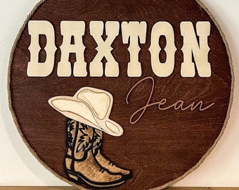 Personalized Cowboy Nursery Name Sign | Rustic Western Decor