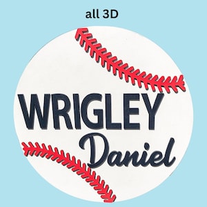 Baseball theme name nursery sign | Sports theme name sign | Baby shower sports theme sign | Custom Baseball sign name | Nursery wall art 3D