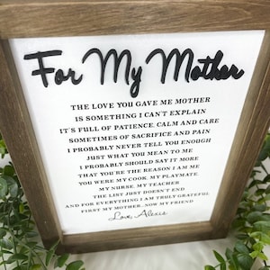 Presente de Dia das Mães | Presente de Dia das Mães 3D | Presentes personalizados para mamãe 3d | Presente para mamãe 3D| Presente de dia das mães para criança | Placa gravada para o dia das mães