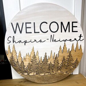 Layered nursery sign | Mountain name established sign | Nursery decor round sign 3d | Woodland name sign | Boy name sign | Mountain sign 3D