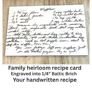 Cartões de receitas de madeira personalizados | Cartão de receitas de madeira manuscrito de herança | Cartões de receitas de madeira | Cartão de receitas de presente de casamento | Cartão de receitas de lembrança