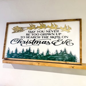 Farmhouse Christmas Eve Sign: Santa Sleigh 3D Holiday Decor (19.5”x 37.5”)