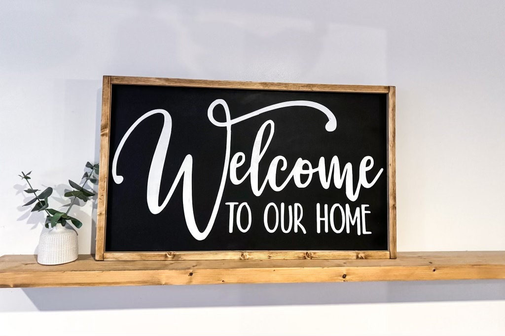 Panneau Décoratif Ferme Moderne – Cadre Bois Ardoise – "A Home Is Built With Love"