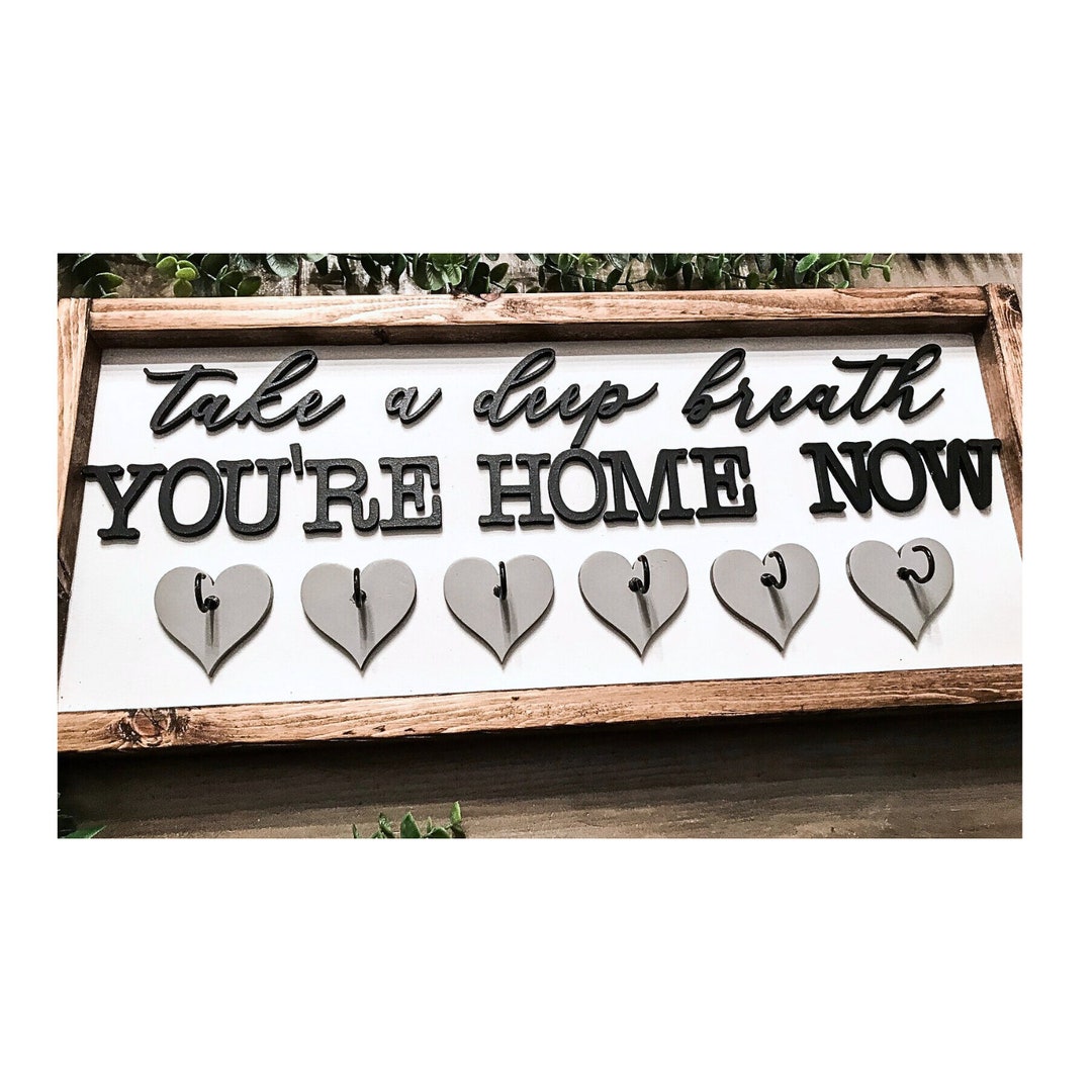 Take a Deep Breath Sign|wood Key Holder Sign3d|wedding Gift Key Holder ...