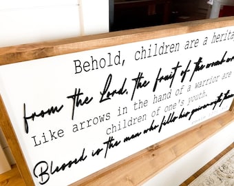 Behold Children| Pastor office psalm 127 sign|Bible verse nursery sign| Large Child’s room decor|Nursery decor religious 3D | Psalm 127: 3-5