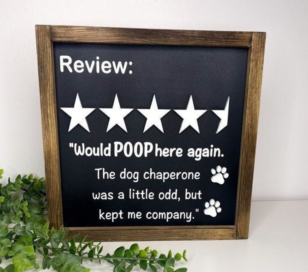 Humorous Dog Poop Review Sign: 3D Lettering Pet Humor - Etsy