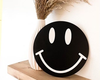 Retro Smiley face sign|Groovy Sign|Happy sign wood | Dorm decor smiley face|Boho Sign smiley|Hippie sign |70’s style sign|Preppy teen decor|