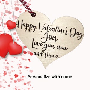 Etichetta regalo di buon San Valentino/Etichetta regalo cuore d'amore/Nome etichetta cuore in legno/Messaggio d'amore cuore in legno/Messaggio d'amore Etichetta di San Valentino/Etichetta di San Valentino 3d