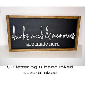 Drinks Meals Memories Sign: 3D Kitchen Wall Decor