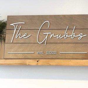 Custom Wood Sign 3D| Personalized Family Name Sign| Wedding last name wood | Anniversary Gift Established | Wooden name established sign