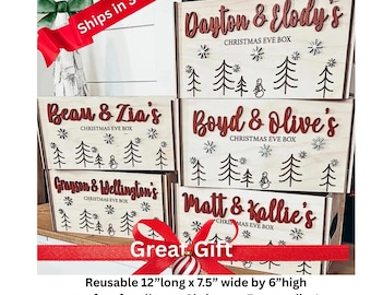 Gepersonaliseerde kerstavonddoos | Traditionele kerstavondkrat | Kerstavonddoos voor kinderen | Kerstman Kerstavondcadeaudoos |Kerstdoos
