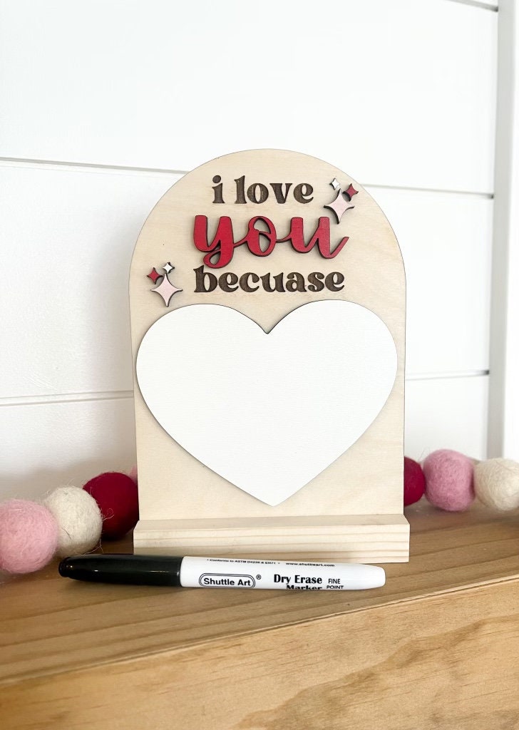 Set of 6 Dry Erase Heart Shaped Sticker Decals Multiple Shapes
