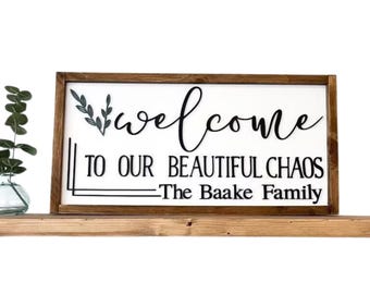 Personalized Family Name Welcome Sign | 3D Wood Entryway Decor