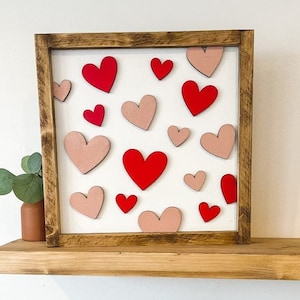 Hearts Valentines Day Wood Signhearts Sign Framedvalentine's Hearts ...