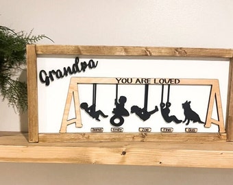 Personalized gift Mom|Mother’s Day gift framed|Personalized gift Grandma|Birthday gift Mom| Birthday gift Grandma|Silhouettes grandkid swing