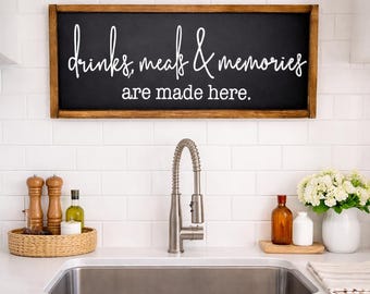 Placa de parede 3D para cozinha com o tema "Bebidas, Refeições e Memórias": Decoração para a parede da cozinha
