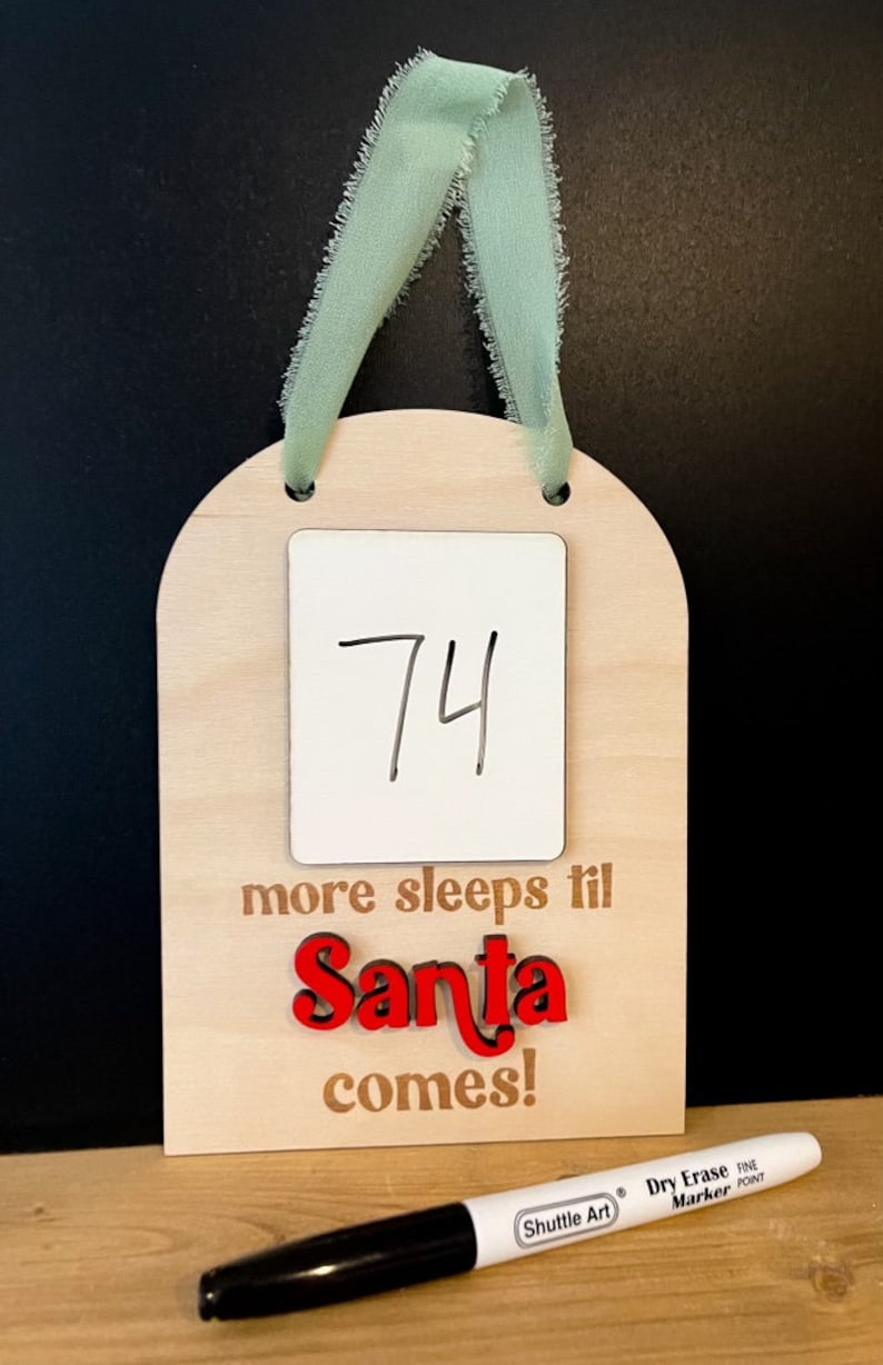 Sanata Sign Santa Countdown Sign: 3D Laser Cut Holiday Calendar - Etsy