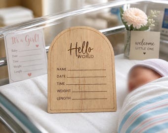 Personalized Arched Baby Announcement Sign: Birth Stats, Hospital Newborn Photo Prop