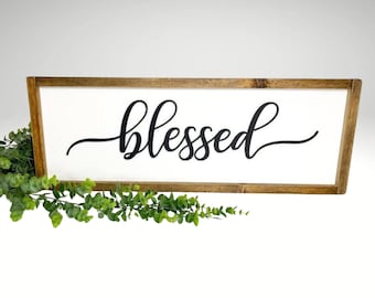 Letrero de madera bendecido: letras 3D, decoración religiosa para pared