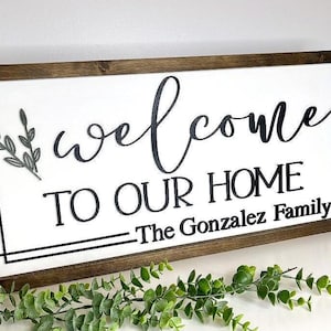 Welcome to our home |Personalized welcome to our home sign | Realtor gift for client|Entryway decor Welcome | Housewarming sign personalized