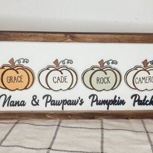 Personalized pumpkin sign| Grandma’s personalized gift sign |Pumpkin patch family|Kitchen decor pumpkin| Family Pumpkins personalized