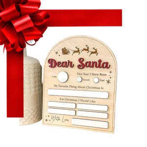A Papá Noel le quiero para Navidad / Carta reutilizable a Papá Noel / Carta a Papá Noel / Letrero con foto de Navidad / Lista de Navidad reutilizable