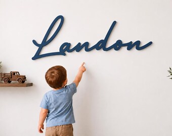 Custom Cursive Name Sign, Layered sign , Boho Baby Room Accent