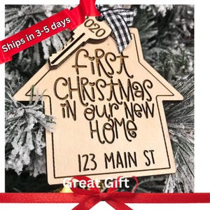 Realtor Gift Engraved|First Home Christmas Ornament Address|Custom Personalized Address House Ornament|Custom 1st Address|Christmas tree 1st