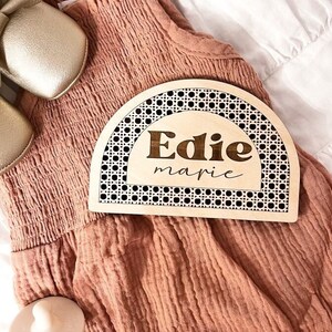 Newborn Boho Name | baby Tag | Newborn Announcement 3D | Newborn announcement sign | Baby Arch prop | photo prop | Rattan baby name sign