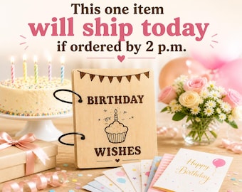 Wooden Birthday Card Album: Engraved 2-Ring Card Holder
