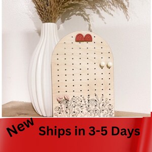 Floral Holz Ohrring Halter: Boho Bogen Schmuck Display