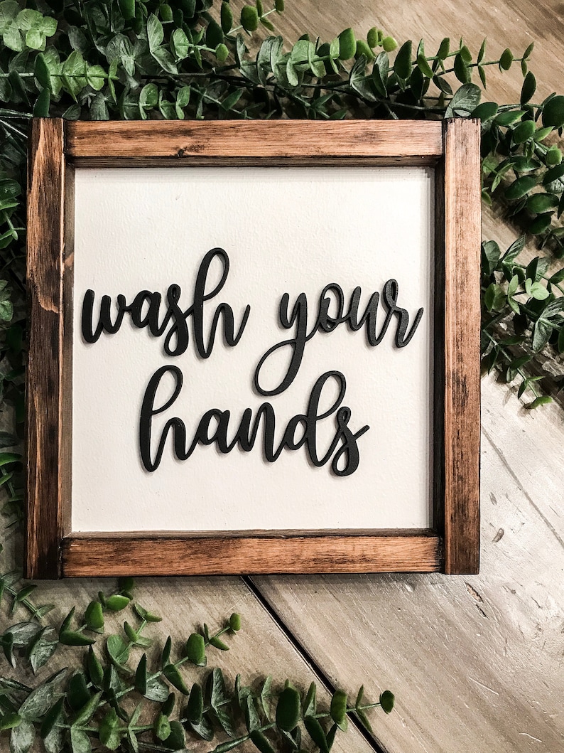 Wash Your Hands Sign Framed 3D Funny Wash Hands Bathroom - Etsy