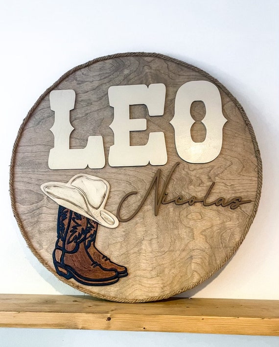 カスタムカウボーイネームサイン | 素朴なウエスタンスタイルの子供