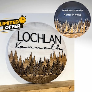 Personalized Woodland Nursery Name Sign: Rustic Mountain Decor