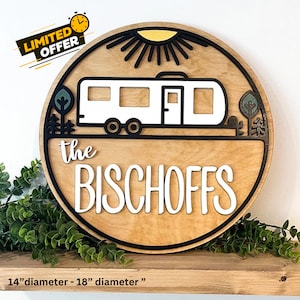 Custom Camper Sign|Family Camping Sign|Personalized camper name sign| Camping Plaque Family |Campsite Camper wall camp decor|Wooden sign 3D