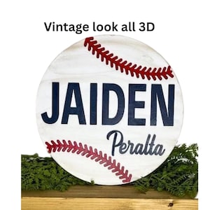 Custom Baseball Name Sign: 3D Wood Sports Nursery Decor