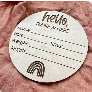 Personalized baby stat round | Hello I am here stats | Baby Announcement sign with birth stats | Baby reveal name|Newborn birth announcement