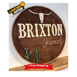 Nursery name sign western | Rope name sign | Skull name sign | Cow Skull name sign | Nursery name sign | Western nursery name |Longhorn sign