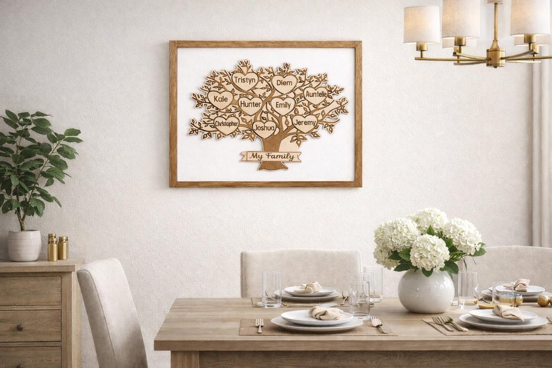 Engraved Family Tree Sign: Personalized Farmhouse Decor, Grandma