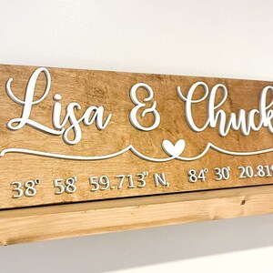 GPS coordinates sign|Custom housewarming gift|Custom wood sign|Last name sign|Personalized wedding gift|Wedding sign couples |Couples name