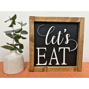 Rustic Farmhouse Let&#39;s Eat Sign: 3D Kitchen Wall Decor