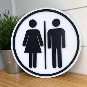 Unisex Restroom Sign| Humorous Restroom Sign| Bathroom Decor 3D | Bathroom Sign round|Modern bathroom Sign| Potty People sign| Potty sign