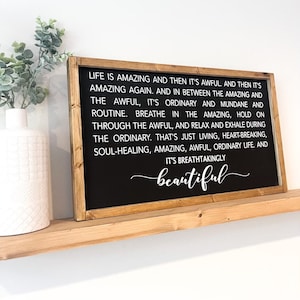 Life&#39;s sign wall art | Cherish Love & Life |Chic Celebrate Every Moment | Wooden Anniversary Gift Sign |Rustic Home Decor Wood Wedding Sign