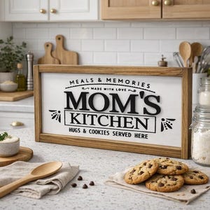 Letrero personalizado con comida y recuerdos / Regalo para mamá en ocasiones especiales / Letrero personalizado con el apellido de la abuela / Regalo perfecto de Navidad