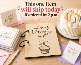 Personalized Wooden Birthday Card Holder: Engraved 2-Ring Binder Keepsake