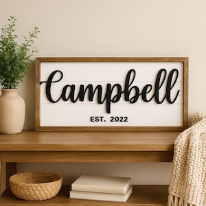 Custom Family name sign wall art | Home decor last name | Home decor established sign | Farmhouse Last Name Sign | Realtor gift for clients