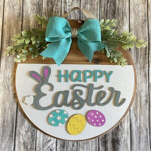 Enseigne ronde de ferme de Pâques, accroche-porte - Joyeuses Pâques avec des œufs, SVG, fichier découpé au laser, téléchargement numérique, Glowforge, Thunder, OmTech, Aura