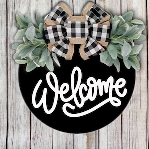 Welcome Door Hanger, Farmhouse Round Sign, Digital Download, Laser Cut File, SVG, Glowforge, Aura, Cricut