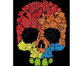 Flowery Skull - Machine Embroidery Design, Embroidery Patterns, Embroidery Files, Instant Download